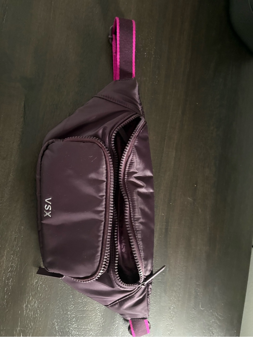 VSX Plum Purple Crossbody Belt Bag with Pink Accent